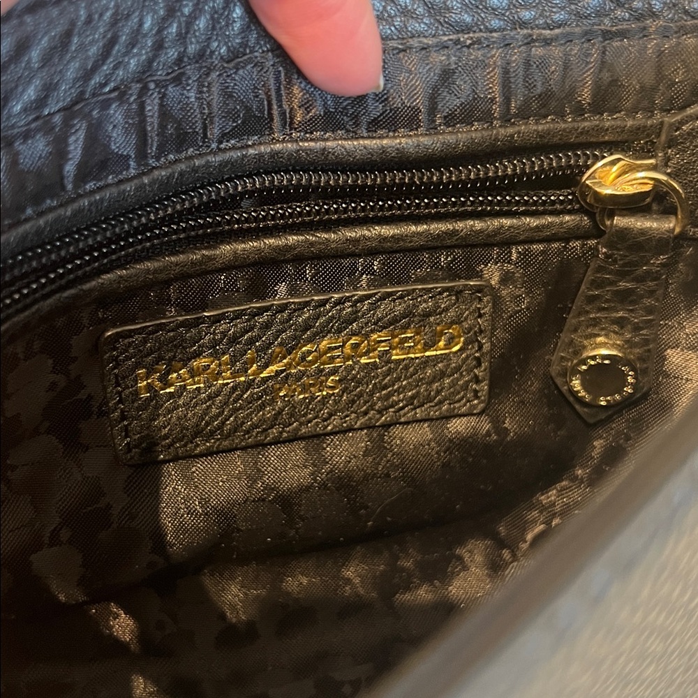 Karl Lagerfeld Gold Studded Paris Flora Crossbody Bag in Black Leather - Picture 8 of 11